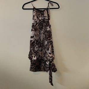 BCBG floral print silk bottom tie dress XXS